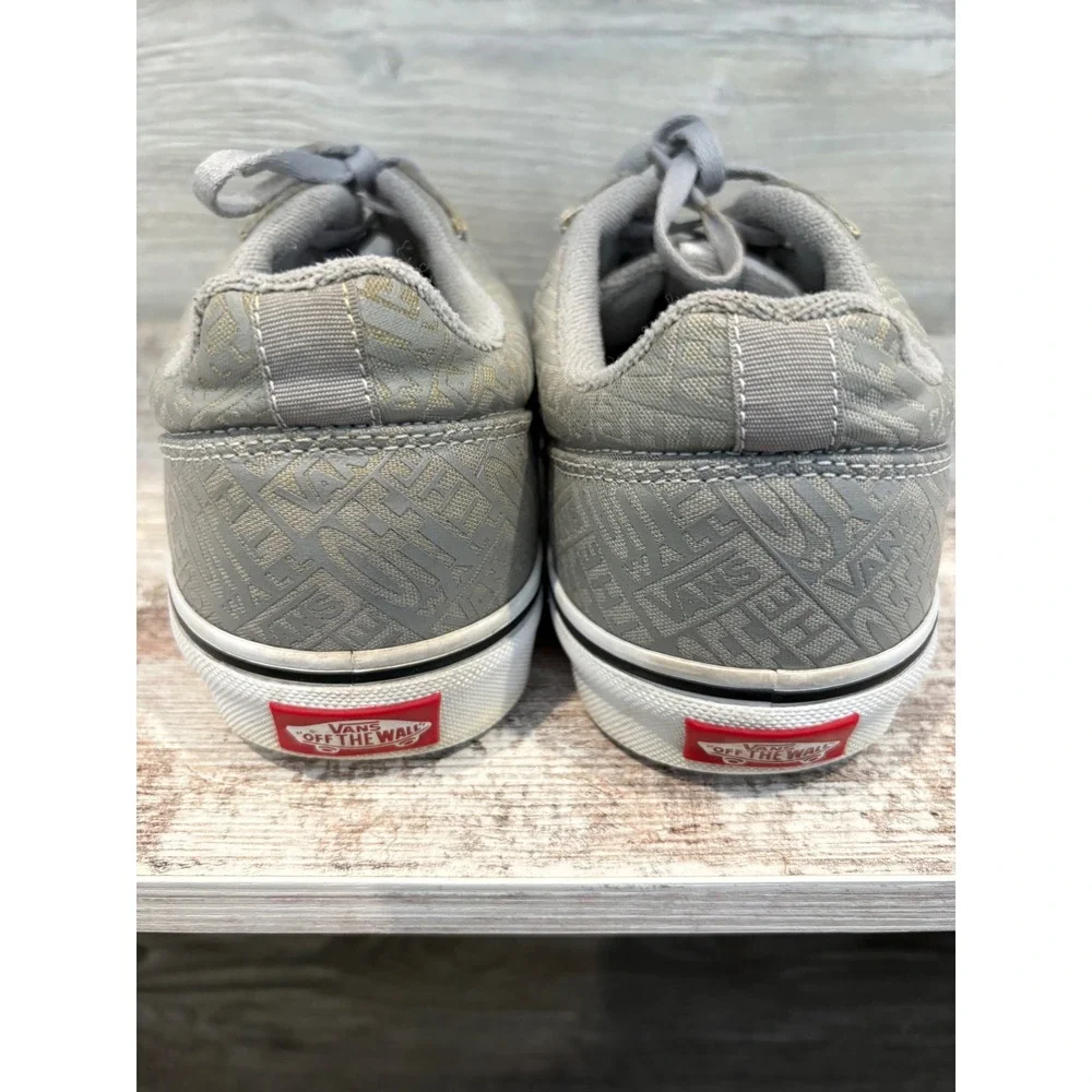 Vans Mens Low Top Sneakers Gray Textured Logo Casual Lace‎ Up Shoes Size 8